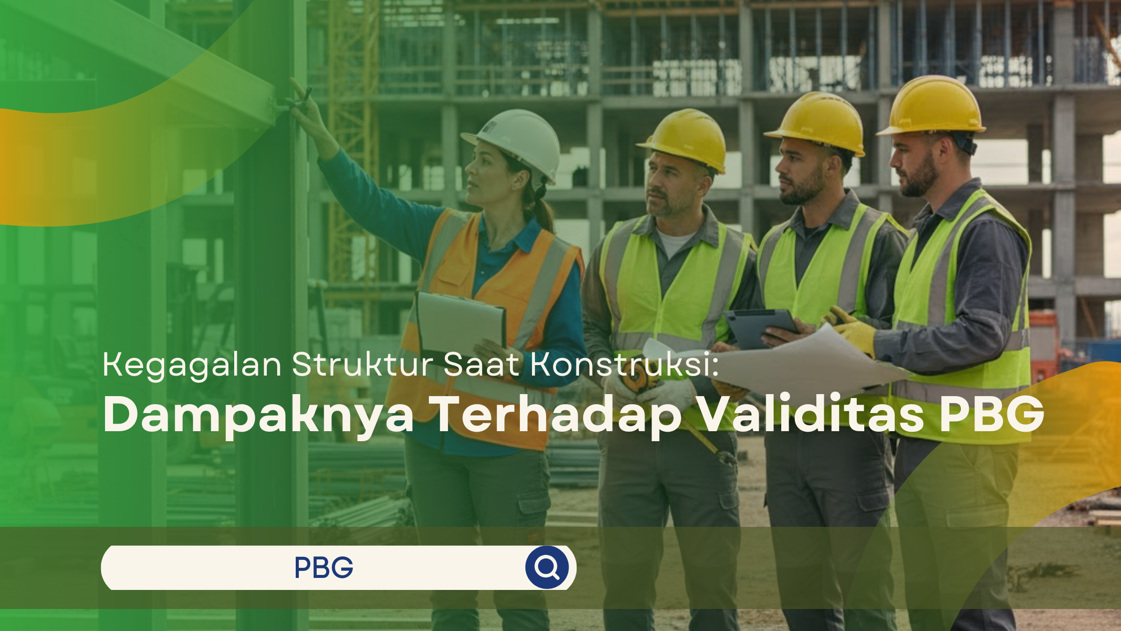 Inspektor bangunan memberi arahan kepada pekerja proyek terkait potensi kegagalan struktur