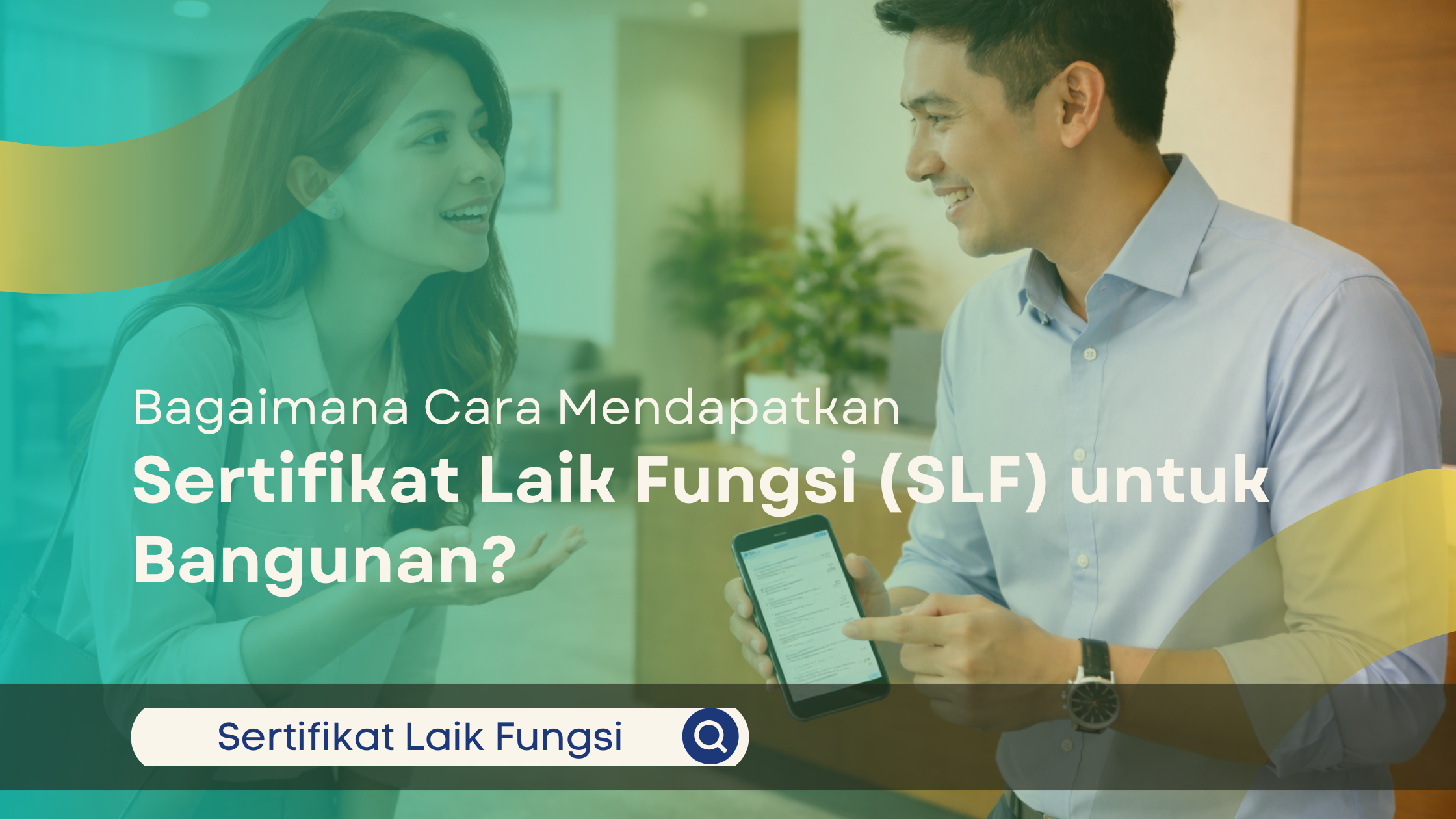 Konsultasi cara mendapatkan SLF di lobby kantor konsultan.