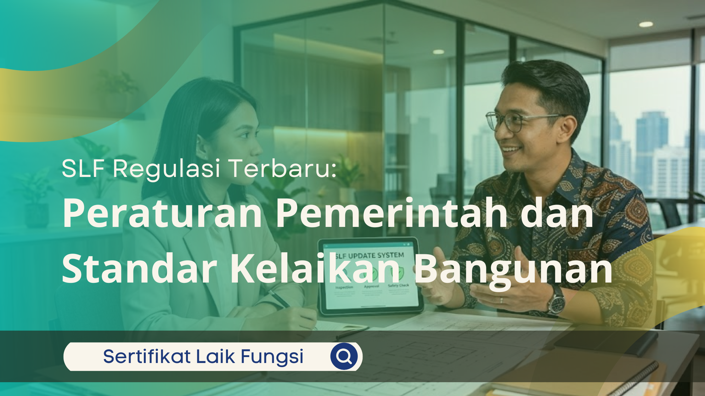 Konsultasi profesional jasa SLF kawasan industri antara konsultan teknis dan klien di kantor