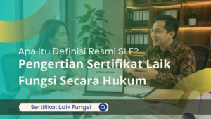 Klien menunjukkan gambar teknis bangunan saat berkonsultasi pengajuan SLF kepada konsultan di kantor.