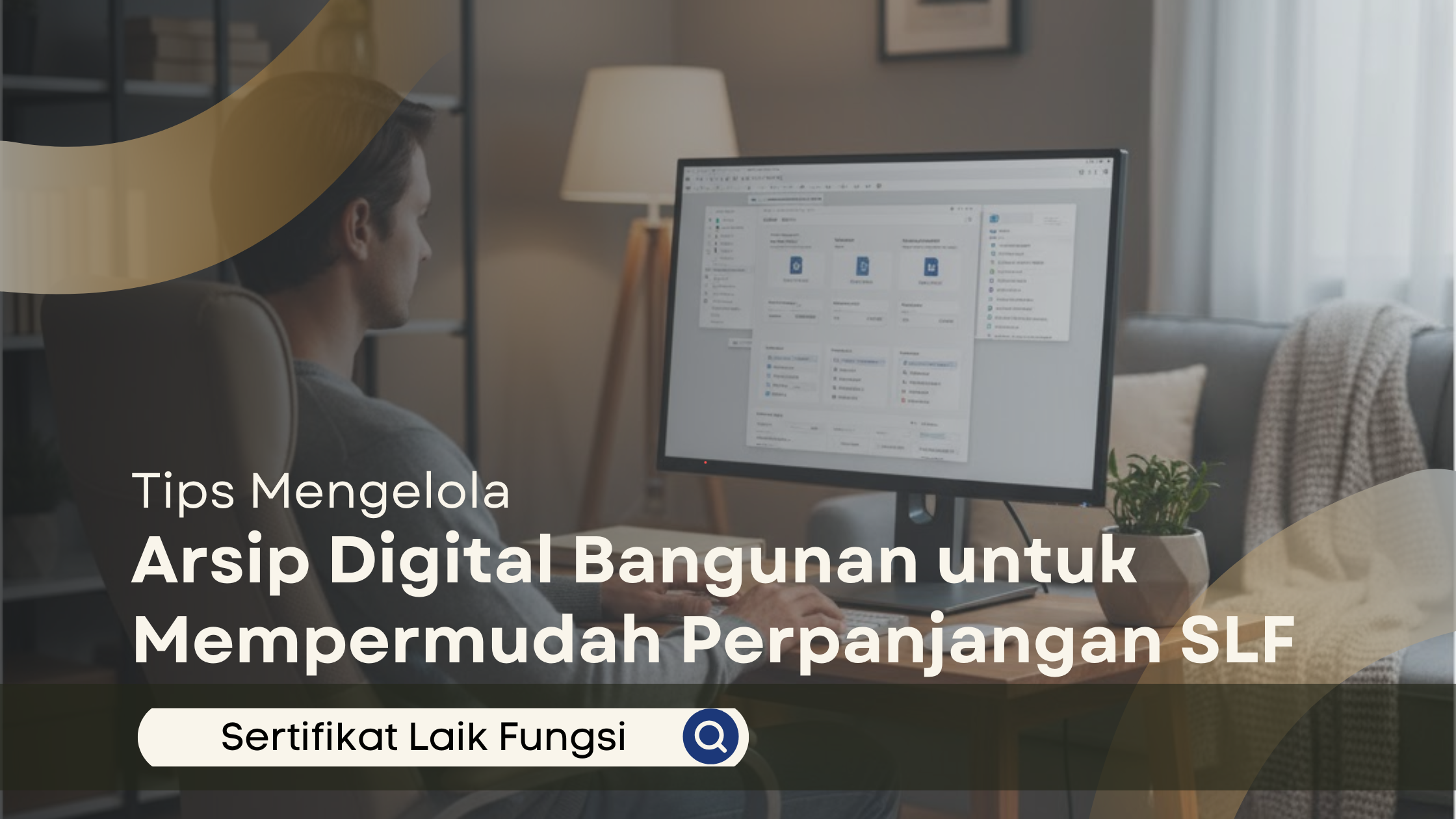 Seseorang sedang merapikan dokumen digital di komputer sebagai bagian dari tips mengelola arsip bangunan secara efektif dan sistematis.