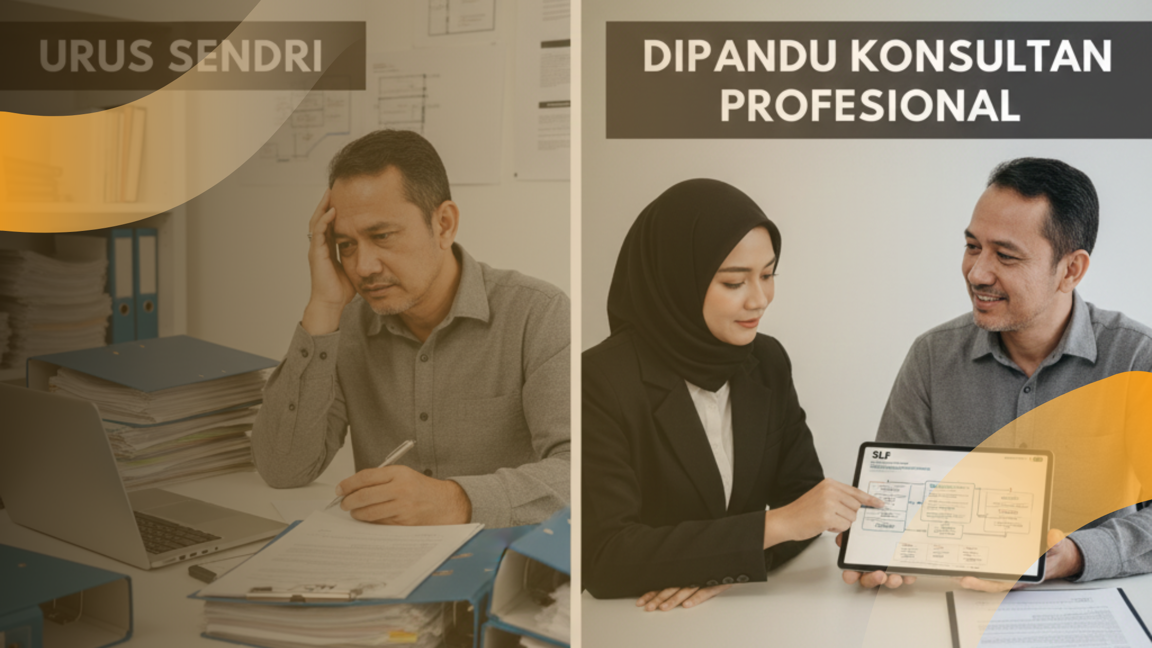 Perbedaan orang yang mengurus sendiri, dengan yang dibantu oleh pihak yang profesional. yakni dari mitra kami